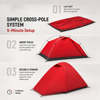 Tente de camping en montagne ultralégère, imperméable PU3000mm, coupe-vent, pour 1-2 personnes, avec nylon enduit de silicone