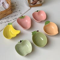 Mignonne Petite Assiette en Céramique à Motif Dessin Animé, Plat à Snacks Ménager, Assiette à Os, pour Sauces, Soja et Assaisonnement