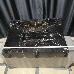 <span class=keywords><strong>Lavabo</strong></span> mural <span class=keywords><strong>en</strong></span> marbre noir Nero Marquina sur mesure, sculpté à la main, pour salles de bain de luxe - Product Image 6