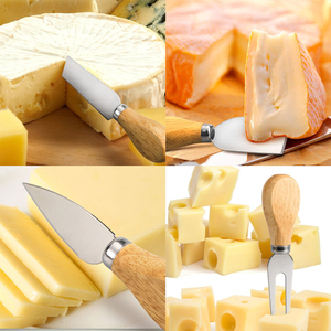 Hediye kutusu ile gemi hazır ahşap saplı peynir dilimleme kesici bıçaklar seti 4/6 parça peynir bıçakları seti - Product Image 4
