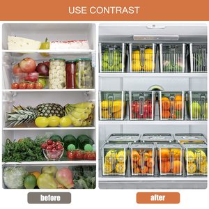 Fridge Storage Container Fridge Organizer <b>Bin</b> <b>Plastic</b> Food Silver Ion Antibacterial Protection Fridge Food Container - Product Image 5