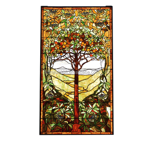 Bloc de vitrail Tiffany personnalisé motif pommier, solide, pour porte, fenêtre, cloison, décoration murale, éclairage - Product Image 2