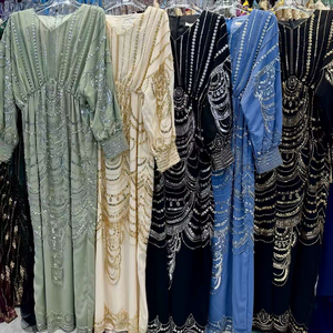 Robe longue de soirée de luxe perlée faite à la main avec cristaux, idéale pour les fêtes, le <span class=keywords><strong>Ramadan</strong></span>, taille unique, élégante, pour l'Aïd - Product Image 4