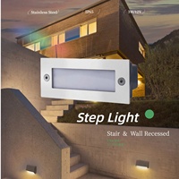 Lumière d'escalier encastrée en polycarbonate carré en acier inoxydable 316 IP65 avec LED Nichia blanc chaud pour jardin