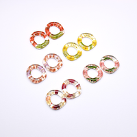 Boucles d'oreilles multicolores tendance avec accessoires uniques en résine, pendentif irrégulier en forme d'anneau avec fleurs séchées et trous