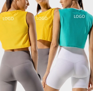 <span class=keywords><strong>Ropa</strong></span> personalizada para mujer, chaleco musculoso para correr, venta al por mayor, Tops cortos recortados para mujer, camiseta sin mangas de algodón 100% - Product Image 1