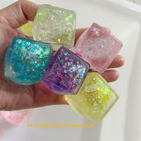 Jouets Squishy en forme de boulette, carrés, à poudre dorée, jouet à presser, pour le renforcement musculaire, en forme de glaçon, à pincer, en sucre de malt