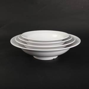 Plato Hondo Redondo Blanco A5 100% Melamina al por Mayor, Plato Moderno para Sopa con Logotipo, Platos Irrompibles para Restaurantes - Product Image 1