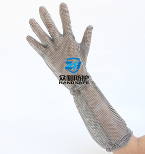 Guantes anticorte de malla metálica de 8cm, 15cm, 20cm con puño largo para carnicería e industria alimentaria, de acero inoxidable - Product Image 1