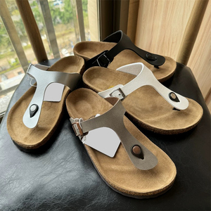 <span class=keywords><strong>Sandales</strong></span> plates d'été <span class=keywords><strong>Birkenstock</strong></span> unisexes en cuir véritable, légères, respirantes, à semelle en liège et bout fermé, pour hommes et femmes - Product Image 2