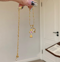 Collier pendentif croix gothique, collier ras du cou à franges multicouches pour femmes, style grunge audacieux