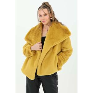 Veste courte en fausse fourrure douce et moelleuse pour femmes avec doublure chaude, vêtements d'extérieur décontractés pour l'hiver par Soul - Vert olive - Product Image 5