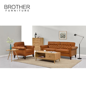 Hiện đại cổ điển Modular <span class=keywords><strong>chesterfield</strong></span> <span class=keywords><strong>sofa</strong></span> Set Antique phong cách cổ điển khung gỗ với Nâu da chính hãng cho phòng khách - Product Image 6