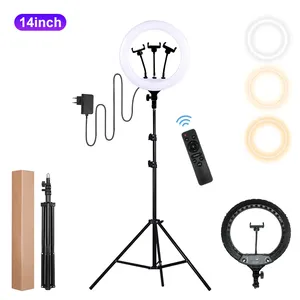 Aro de Luz de 14 Pulgadas de Fábrica, Lámpara de Belleza, Aro de Luz Tik Tok con Soporte, Iluminación Profesional de Audio y Video para <span class=keywords><strong>Estudio</strong></span> de Maquillaje - Product Image 1