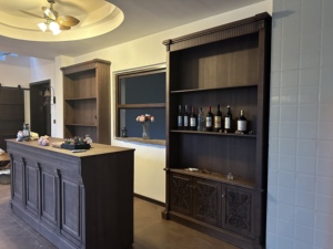 เคาน์เตอร์บาร์วินเทจ MDF ออกแบบร้านเฟอร์นิเจอร์ร้านกาแฟแผนกต้อนรับ - Product Image 2