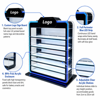 Présentoirs de vente au détail multi-niveaux en acrylique éclairés par LED, personnalisables avec logo, pour boulangerie, snacks, cosmétiques, bijoux et tous types de marchandises
