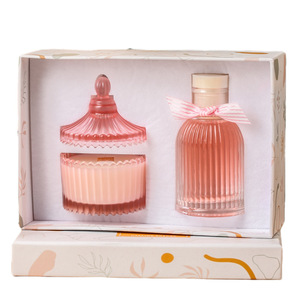 Reed Diffuser <b>Set</b> Glass <b>Candle</b> Gift Box Long Lasting Aroma Home Bedroom Fragrance Decorations - Product Image 1