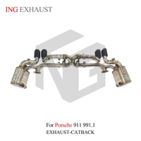 ING T304 Échappement à valve sous vide pour Porsche 911 991.1 Carrera S 3.8L MA1.01 2012-2016 |   X-Pipe en carbone à quatre embouts – Vente en gros