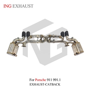 ING T304 Échappement à valve sous vide pour Porsche <span class=keywords><strong>911</strong></span> 991.1 <span class=keywords><strong>Carrera</strong></span> S 3.8L MA1.01 2012-2016 |   X-Pipe en carbone à quatre embouts – Vente en gros - Product Image 5