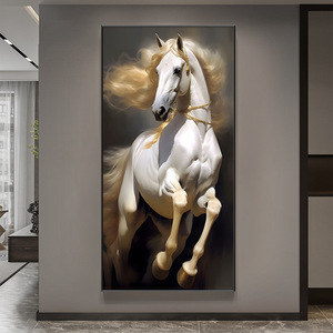 Dipinto Astratto Contemporaneo di Cavallo Bianco, Cornice in Lega di Alluminio, <span class=keywords><strong>Quadri</strong></span> in Porcellana Cristallina <span class=keywords><strong>per</strong></span> Arredamento Casa, Hotel, Ufficio - Product Image 5