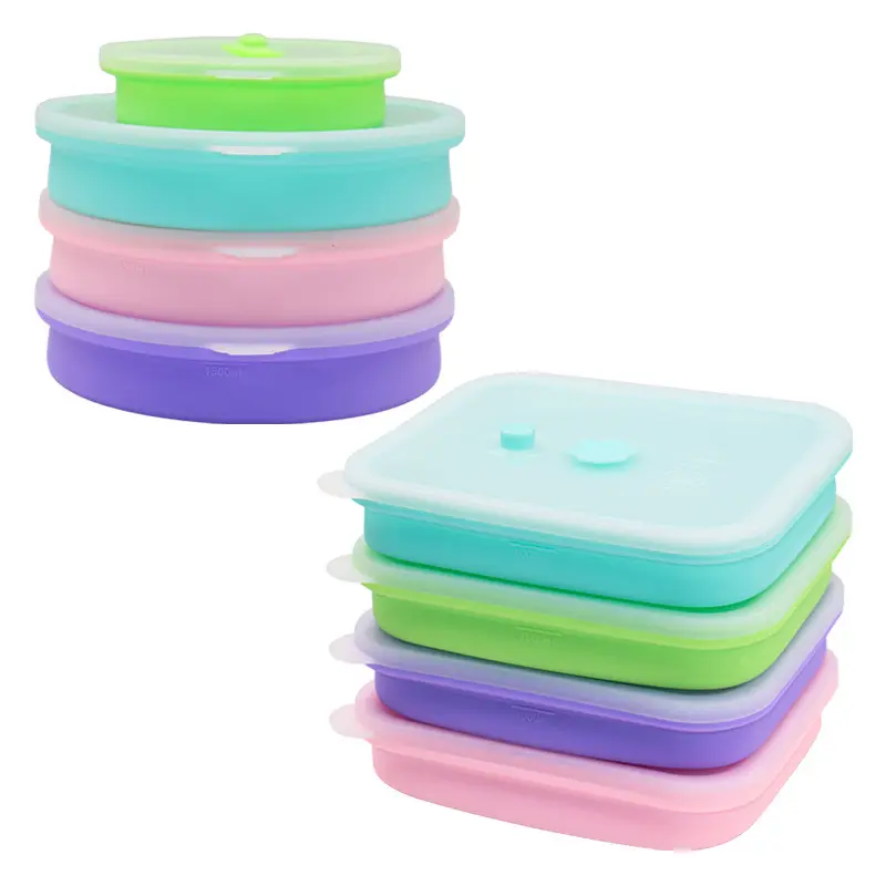 LifeTop Silicone Collapsible Food Storage Container Space Saving Airtight Lunch Box With Lids