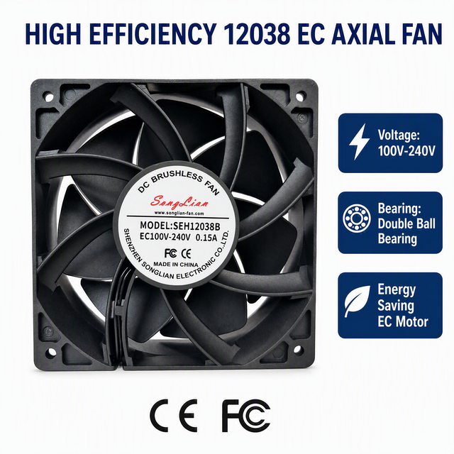 Electric EC Axial Fan 120x120x38mm 100-240VAC High Airflow 116CFM Cooling Fan OEM/ODM IP54 Protection for Welding Machine Supply
