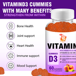 Gummies de vitamines à marque privée 60 unités – Favorise la santé immunitaire avec Vitamine D3 et Vitamine K2 – Gummies alimentaires naturels - Product Image 4