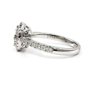 Bague ovale en or blanc massif 18 carats brillant avec diamants véritables, sertie pavé, pour femme, idéale pour mariage, fiançailles ou soirée, directement de l'usine - Product Image 2