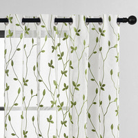 Tissu de rideau fini transfrontalier pour rideaux de chambre à coucher, rideaux transparents brodés de feuilles, rideau d'été moderne personnalisable