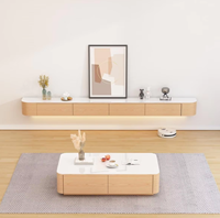 Meuble TV mural en bois massif, design minimaliste moderne, blanc, design flottant, éclairage LED pour salon, chambre à coucher, support TV