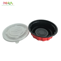 Bol à soupe en plastique micro-ondable étanche, récipient à emporter pour ramen chaud avec couvercle hermétique, biodégradable, jetable, 450 ml