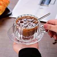 Conception personnalisée logo couleur moderne thé verres tasse café lait ménage hôtel restaurant tasse en verre cristal