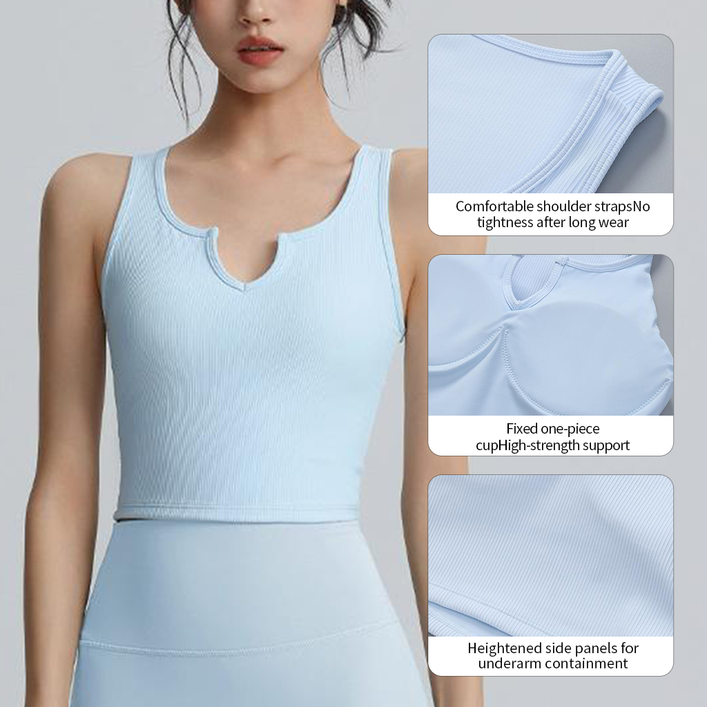 High Quality Women's Slim Fit Tank Top New Design V Neck Solid Color Breathable Soft Customized Logo Yoga Workout Top