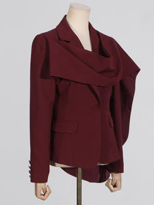 Haute qualité mode personnalité mince costume <span class=keywords><strong>veste</strong></span> femmes 2024 automne tendance épissé rouge <span class=keywords><strong>Cape</strong></span> courte Blazers dames femmes - Product Image 3