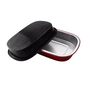Récipients en papier d'aluminium <span class=keywords><strong>noir</strong></span> doré à paroi lisse casserole alimentaire durable pour la préparation des repas, l'emballage et le stockage - Product Image 1