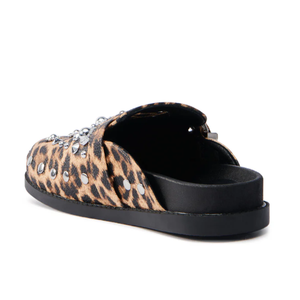 Mules pour femmes à imprimé léopard, ornées de strass et de rivets, avec boucle, style décontracté, à enfiler, tendance - Product Image 6