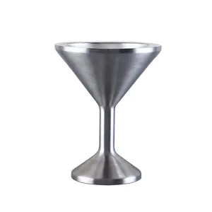 Customized Stainless Steel Cocktail Glass Double Wall Martini Cup Wine Gift Tumbler Cocktail Cup With Lid And Logo