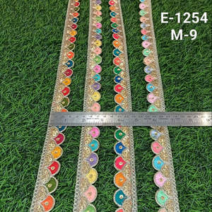 Encaje de Organza de Poliéster 100% con Patrón Geométrico y Bordado Étnico de Lujo Multicolor para Ropa y Accesorios Textiles del Hogar - Product Image 3