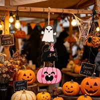 Ornement suspendu en bois pour Halloween, décoration en bois effrayante, ornement d'arbre fait main, décoration rustique pour fête d'automne, cadeau