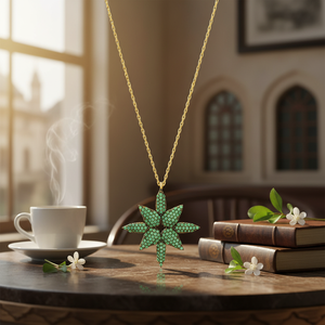 สง่างามหินมรกตดอกไม้ออกแบบเสน่ห์สร้อยคอขายส่งตุรกี Handcrafted 925เครื่องประดับเงิน - Product Image 3