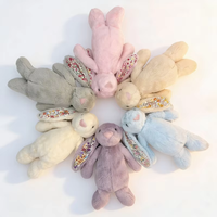 Ezbaby Jc Bunny Rabbit Doll Peluche en coton à motif floral, jouet apaisant mignon à suspendre à l'oreille, 31-50cm, pour anniversaire d'enfant