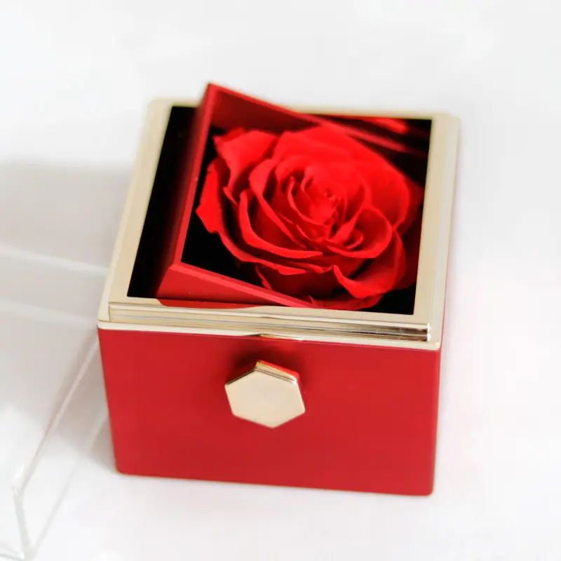 バレンタインデーギフト小さな永遠のローズジュエリーボックス結婚指輪ボックスローズソープフラワーギフトボックス