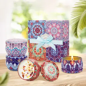 Holiday Wedding Home 4pcs-set Gift 2.2oz Travel portable tin can yoga scented candles tin can Aromatherapy candle Gift box