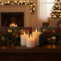 Ensemble de bougies LED rechargeables par USB avec plaque de charge, télécommande, lumière de bougie décorative, veilleuses dans une ambiance de Noël