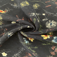 Matériau métallique en gros 100% polyester imprimé tissu 75D tissé en mousseline de soie Jacquard impression avec finition douce
