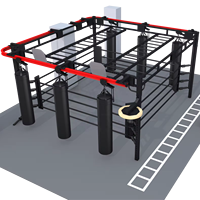 Anneau de boxe multifonctionnel autoportant en PVC et acier pour Muay Thai, avec cordes de levage, couleur/logo personnalisable, 4x4m