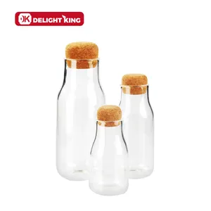 Lid Cork Stopper Borosilicate Glass Storage Jar Bottle For Milk Honey Juice Eco-friendly Heat-resistsnt Glass Canister Jar