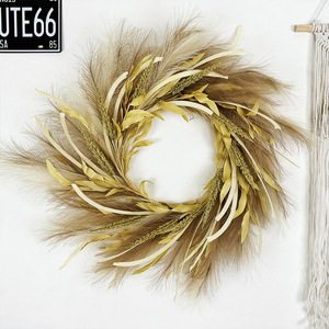 Última Novedad en Flores y Plantas Secas, Corona Artificial de Pampas para Decoración de Puerta Principal, Corona Artificial de Pampas Otoñal - Product Image 4