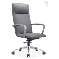 Chaise de bureau exécutive moderne et simple en cuir PU, rotation à 360°, hauteur réglable, inclinable, structure en alliage d'aluminium, luxe haut de gamme