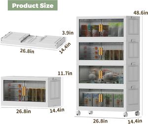 Easy Install PP Folding <b>Clothes</b> <b>Storage</b> Box Office Bedroom Transparent Foldable Double Door 5 Shelf Drawers <b>Storage</b> Cabinet - Product Image 2